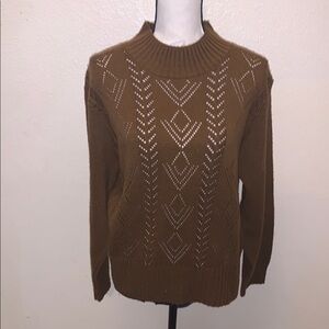 Lord Isaacs Brown Geometric Open Knit Sweater XL